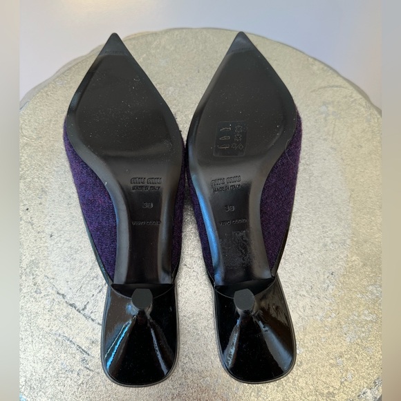 MIU MIU - Purple Rose Tweed Pointed Toe Mules - Picture 6 of 6